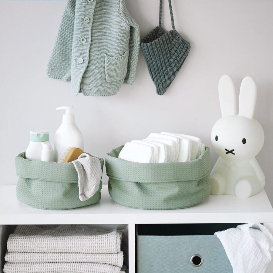 Aufbewahrungskorb, Waffelpiqué, Polyester, mint – Lifestyle 1