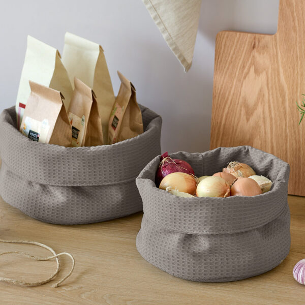 Aufbewahrungskorb, Waffelpiqué, Polyester, taupe – Lifestyle 1
