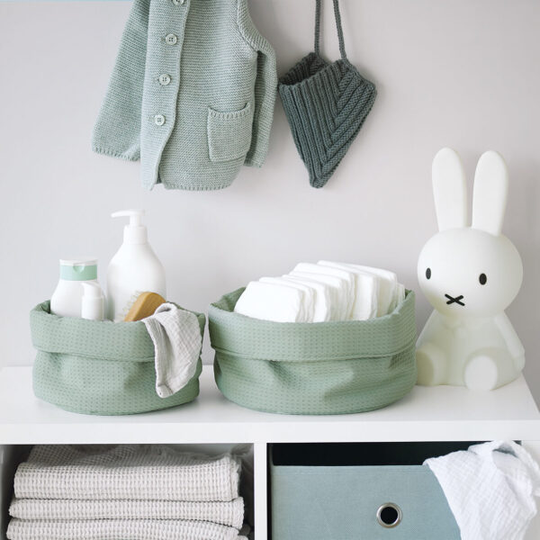 Aufbewahrungskorb, Waffelpiqué, Polyester, mint – Lifestyle 1