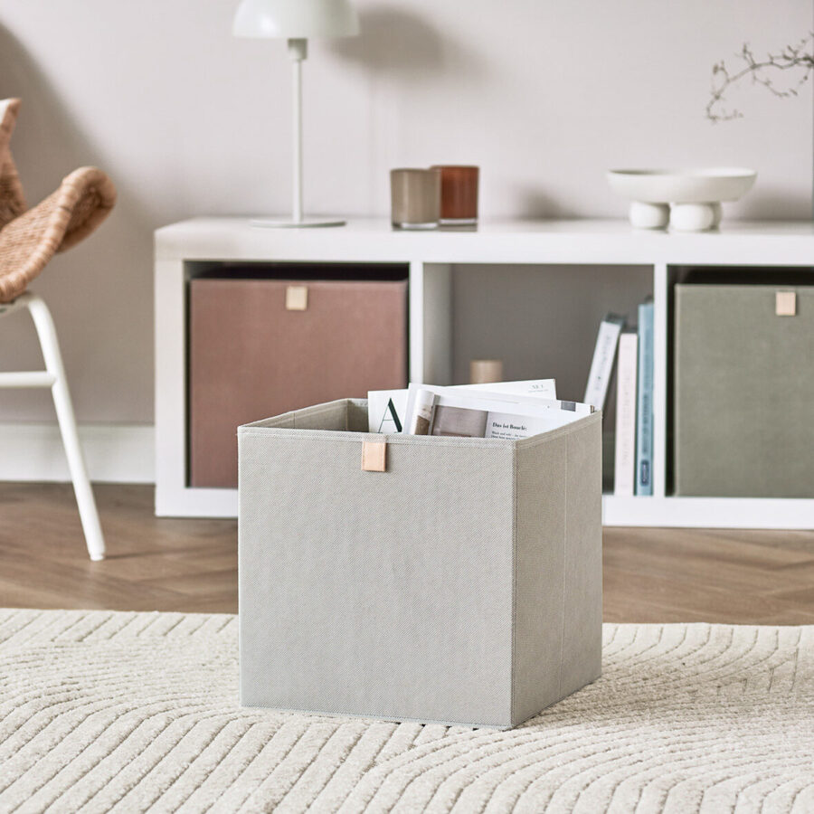 Aufbewahrungsbox , Vlies, grau – Lifestyle 1
