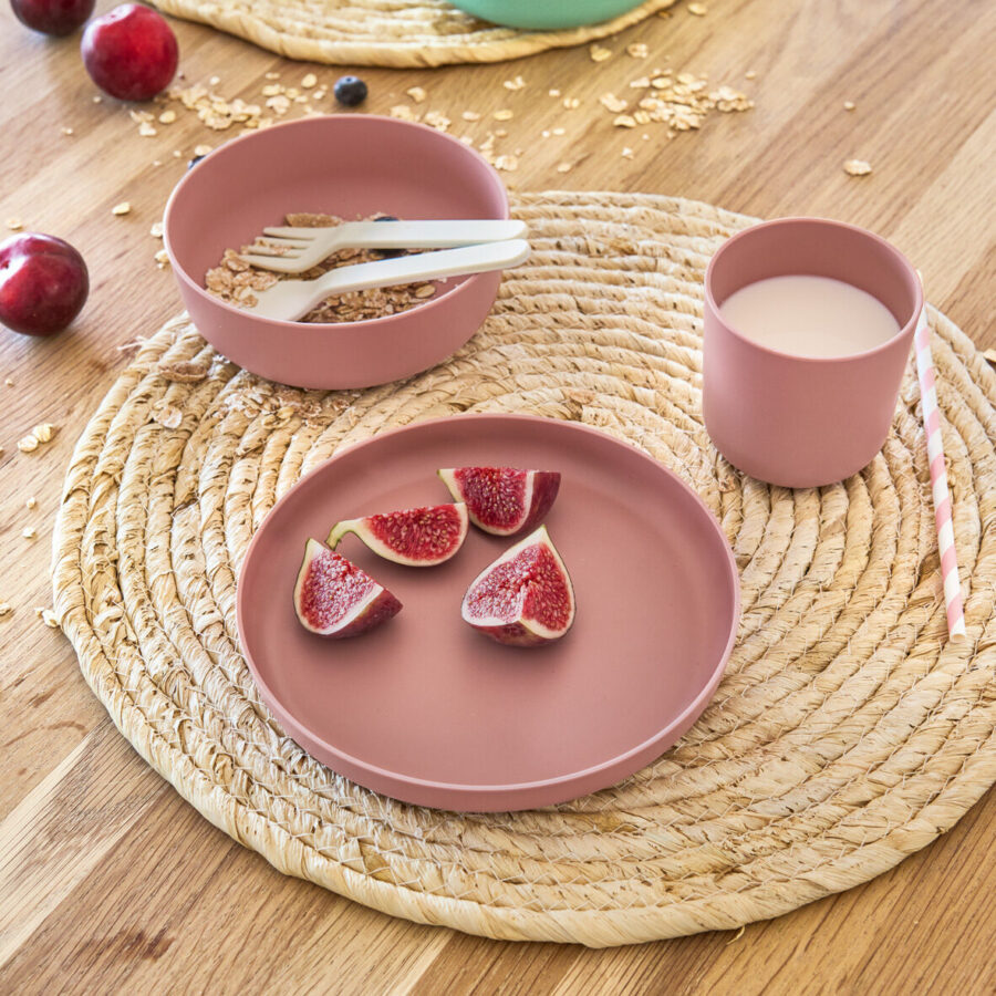 Kinder-Geschirr-Set, 5-tlg., Kunststoff, rosé – Lifestyle 1