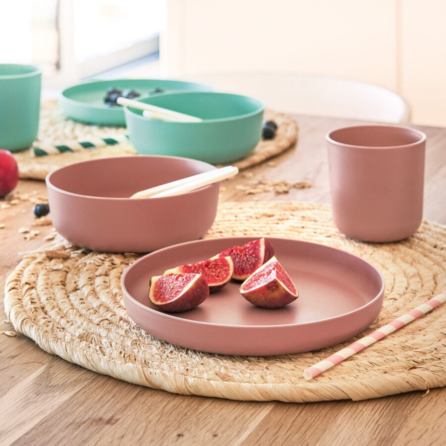 Kinder-Geschirr-Set, 5-tlg., Kunststoff, rosé – Lifestyle 3