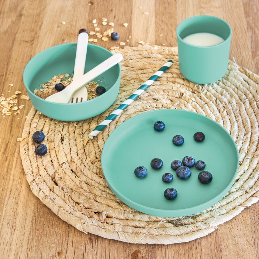 Kinder-Geschirr-Set, 5-tlg., Kunststoff, salbei – Lifestyle 1
