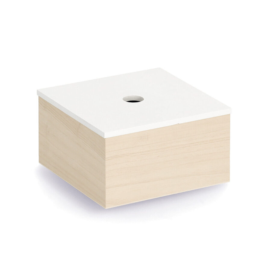 Aufbewahrungsboxen-Set 3-tlg., Holz, weiß/natur – Ansicht 5