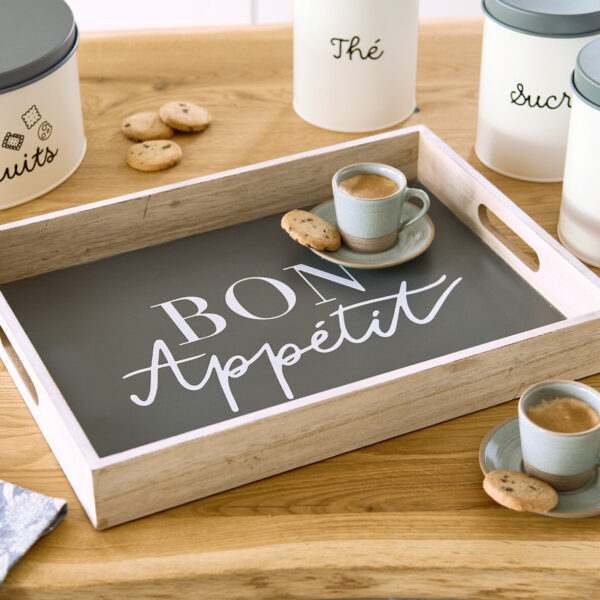 Serviertablett "Bon Appetit", MDF, anthrazit โ Lifestyle 1