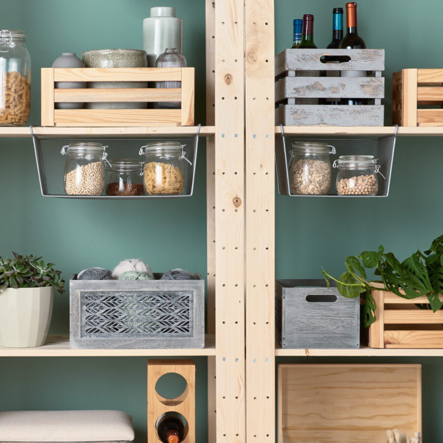 Aufbewahrungskiste "Leaves", Holz, grau – Lifestyle 1