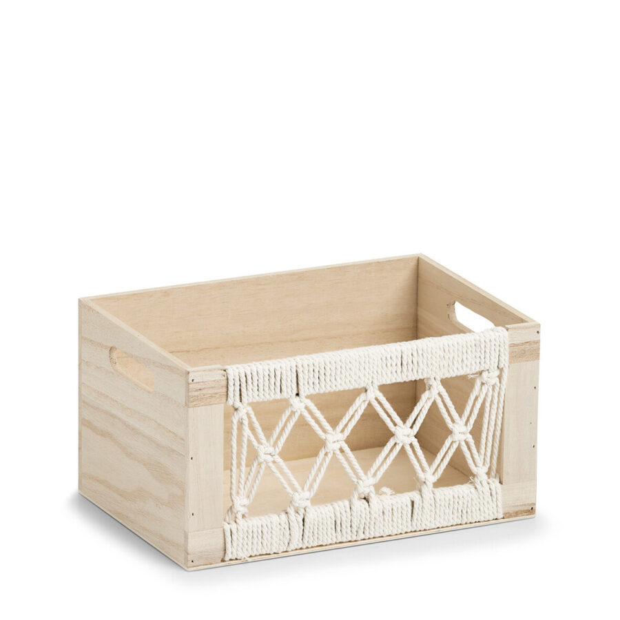 Aufbewahrungskiste "Boho", Holz/Baumwolle
