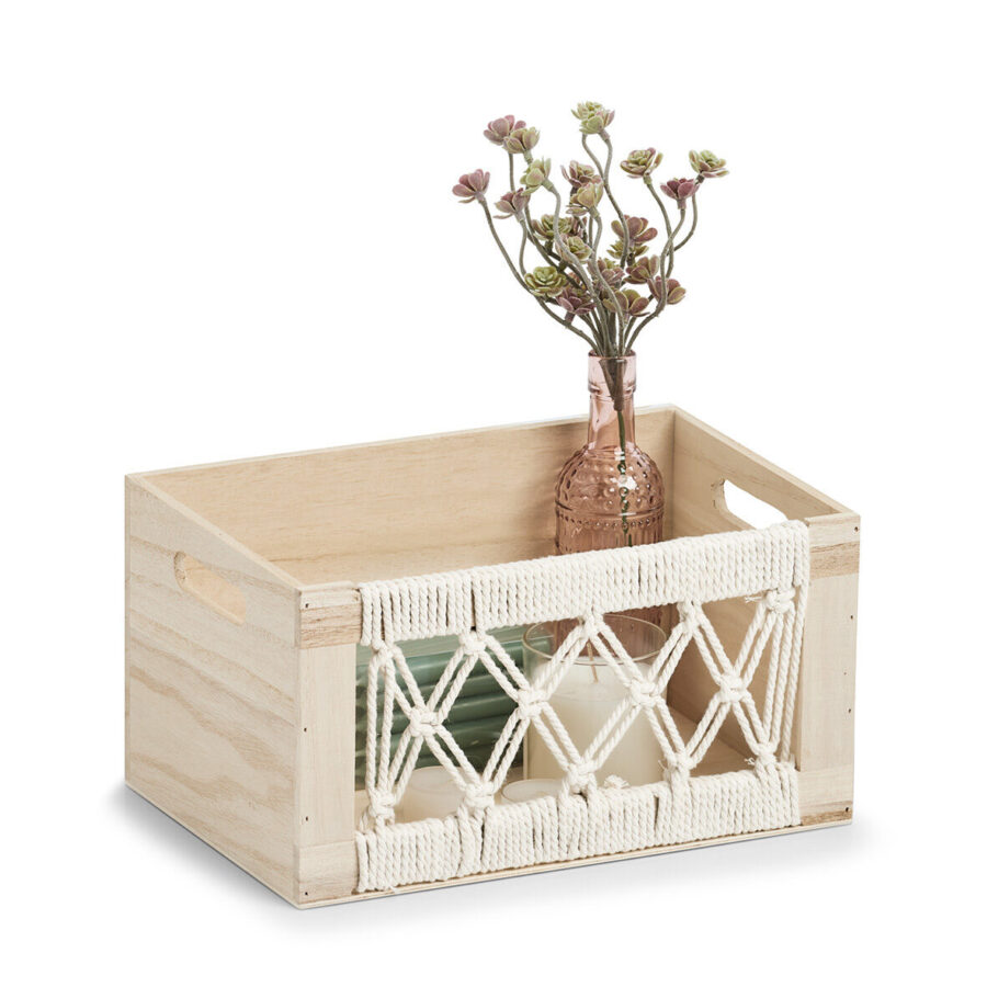Aufbewahrungskiste "Boho", Holz/Baumwolle – Ansicht 2