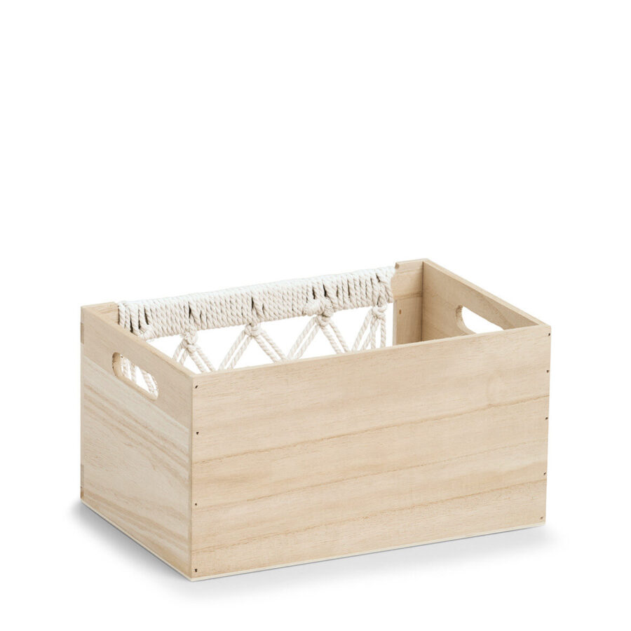 Aufbewahrungskiste "Boho", Holz/Baumwolle – Ansicht 3