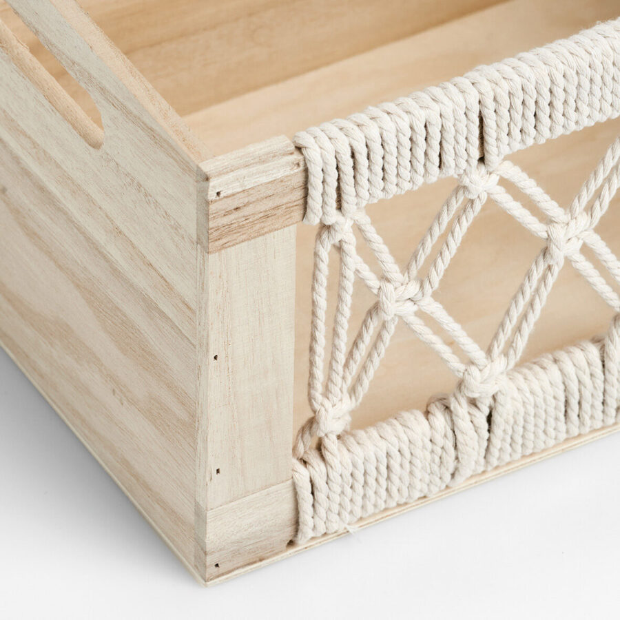 Aufbewahrungskiste "Boho", Holz/Baumwolle – Ansicht 4
