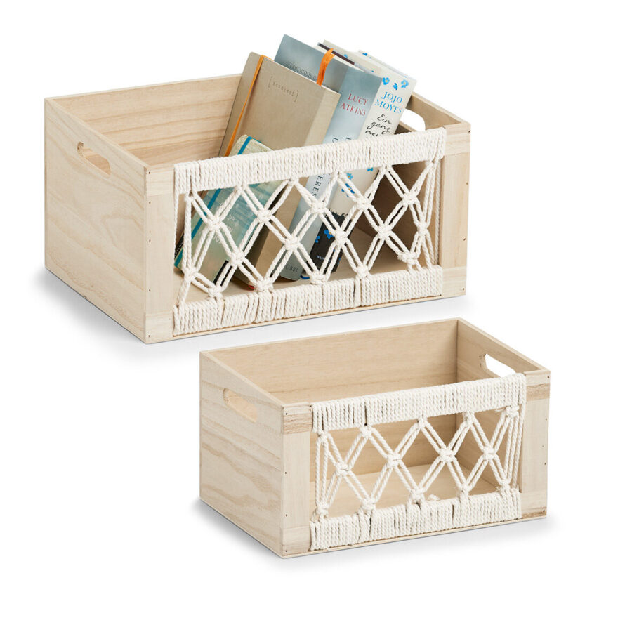 Aufbewahrungskiste "Boho", Holz/Baumwolle – Ansicht 5