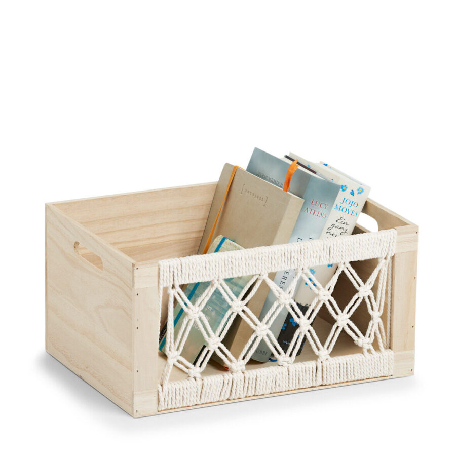 Aufbewahrungskiste "Boho", Holz/Baumwolle – Ansicht 2