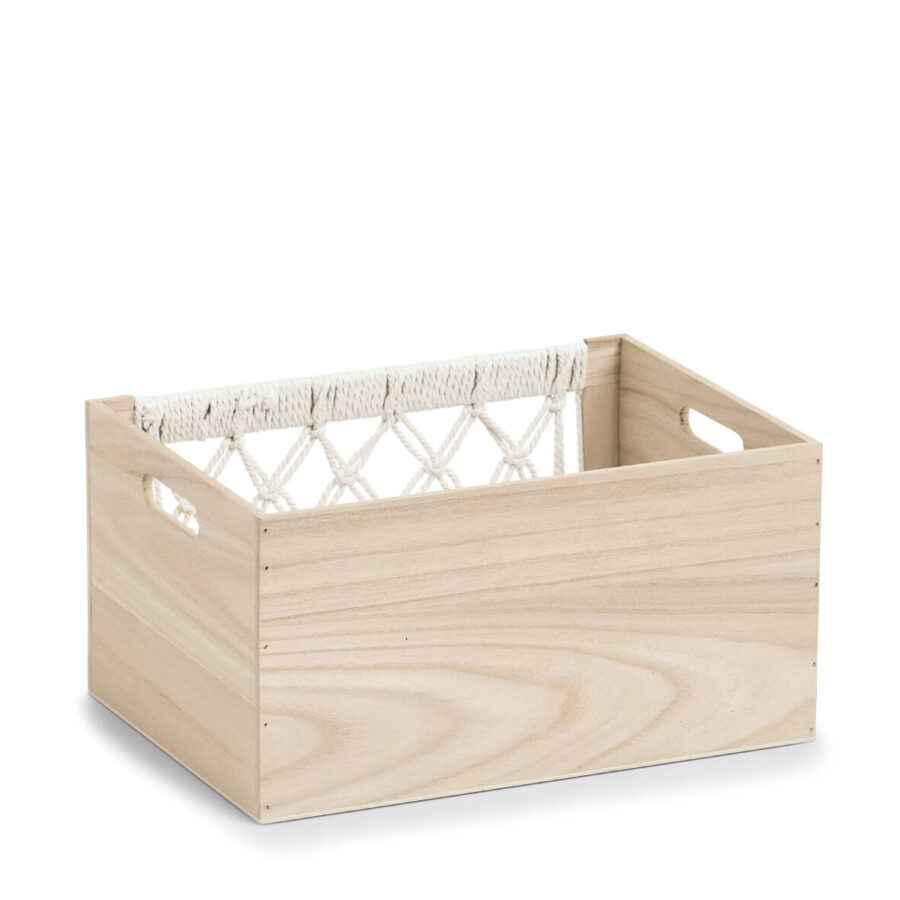 Aufbewahrungskiste "Boho", Holz/Baumwolle – Ansicht 3