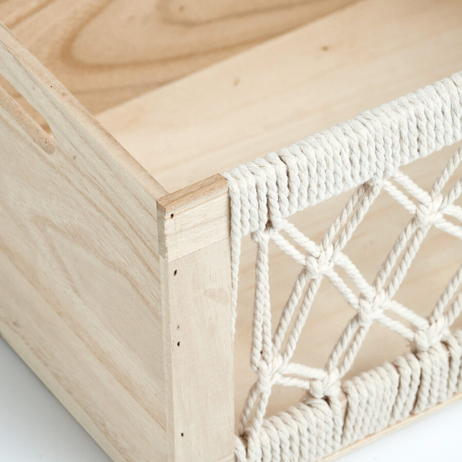 Aufbewahrungskiste "Boho", Holz/Baumwolle – Ansicht 4
