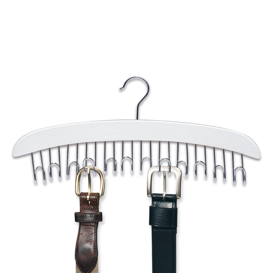 Gürtelhalter, Buche/Metall verchromt, weiß – Ansicht 2