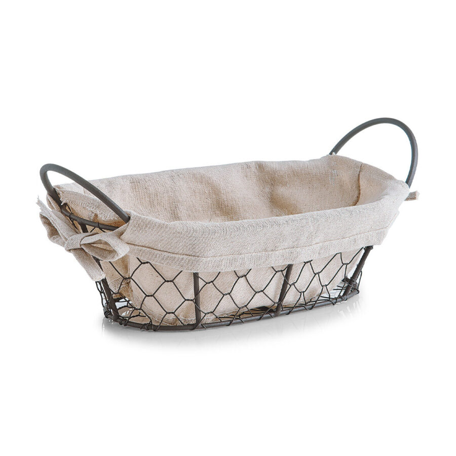 Brotkorb mit Beutel "Countrystyle", Metall/Leinen