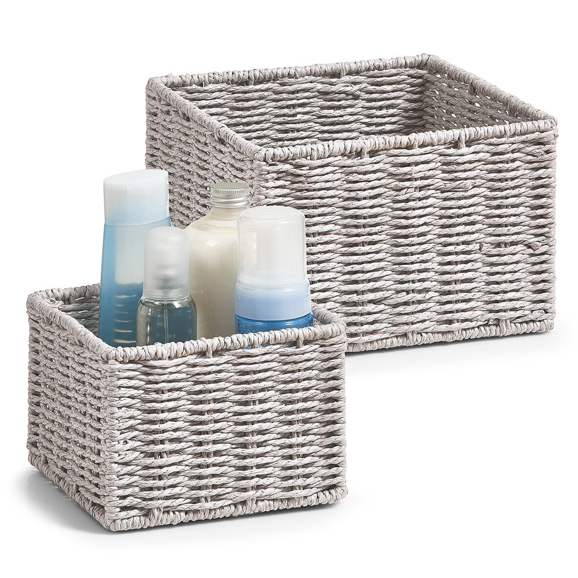 Aufbewahrungskörbchen-Set, 2-tlg., Papiergeflecht,