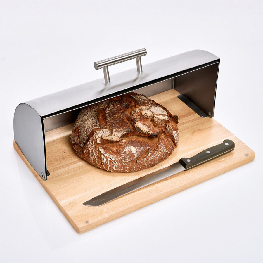 Brotkasten, Edelstahl/Gummibaum – Ansicht 3
