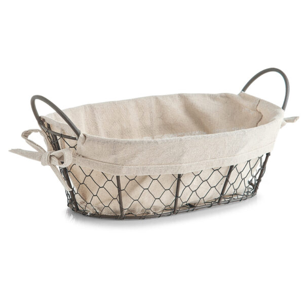 Brotkorb mit Beutel "Countrystyle", Metall/Leinen