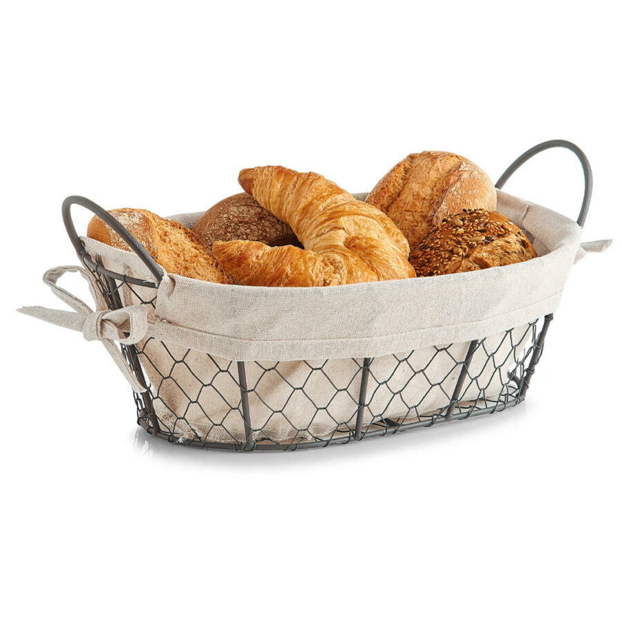 Brotkorb mit Beutel "Countrystyle", Metall/Leinen – Ansicht 2