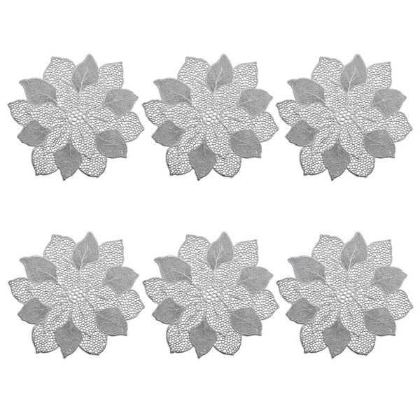 Platzset "Flower", 6er Set, Kunststoff, silber