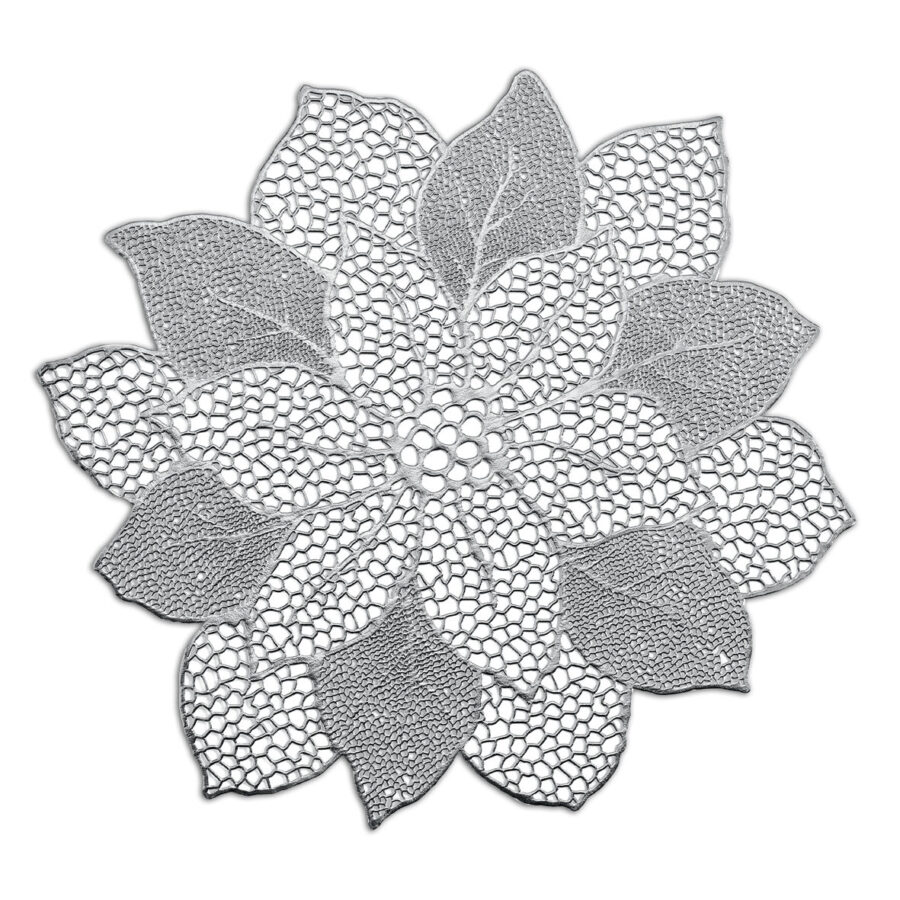 Platzset "Flower", 6er Set, Kunststoff, silber – Ansicht 2